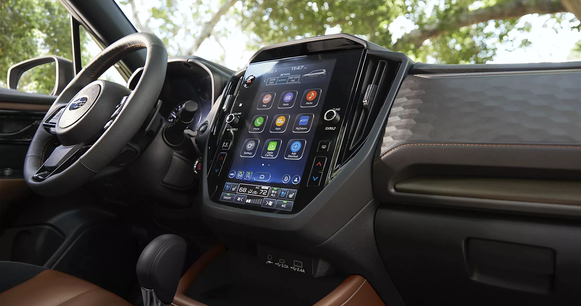 Subaru infotainment screen and interior controls
